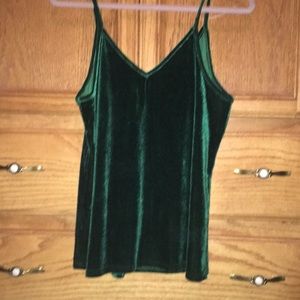 Green velvet tank top